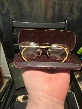 Vintage Bausch & Lomb 1/10 12K Gold Filled Rimless Eyeglasses with Leather Case